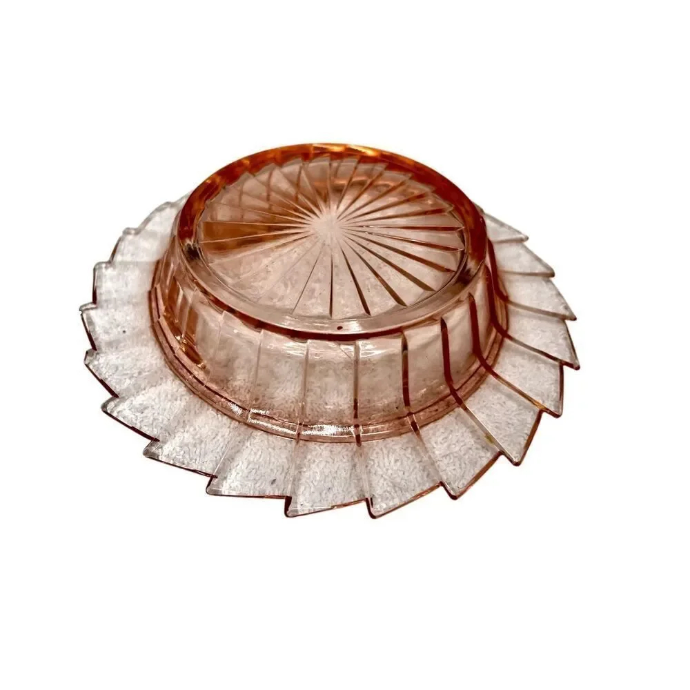 Jeanette Pinwheel 1930s Pink Depression Glass Bowl Swirl Vintage Candy Dish